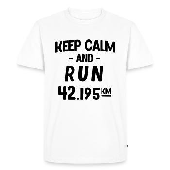 keep calm and run 42.195km - T-shirt Premium bio Homme - blanc - Devant - Nico (187cm)