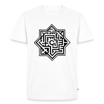 Mandala Labyrinth 2c - Men's Premium Organic T-Shirt - white - Front - Nico (187cm)