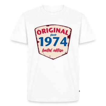 1974 Blechschild - édition chaulée - Millésime - T-shirt Premium bio Homme - blanc - Devant - Nico (187cm)