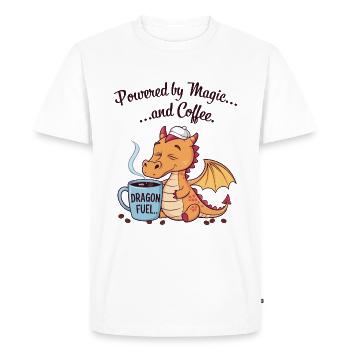 Dragon buveur de café - T-shirt Premium bio Homme - blanc - Devant - Nico (187cm)