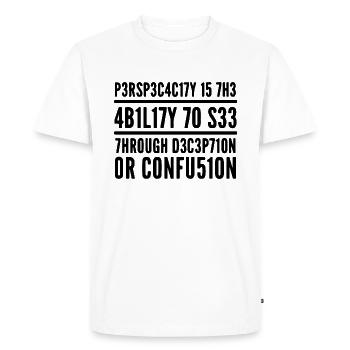 Ingenuity L337 Leetspeak Saying - Men's Premium Organic T-Shirt - white - Front - Nico (187cm)