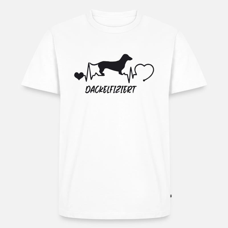 Dackel mit Herzschlag - Männer Premium Bio T-Shirt - Weiß