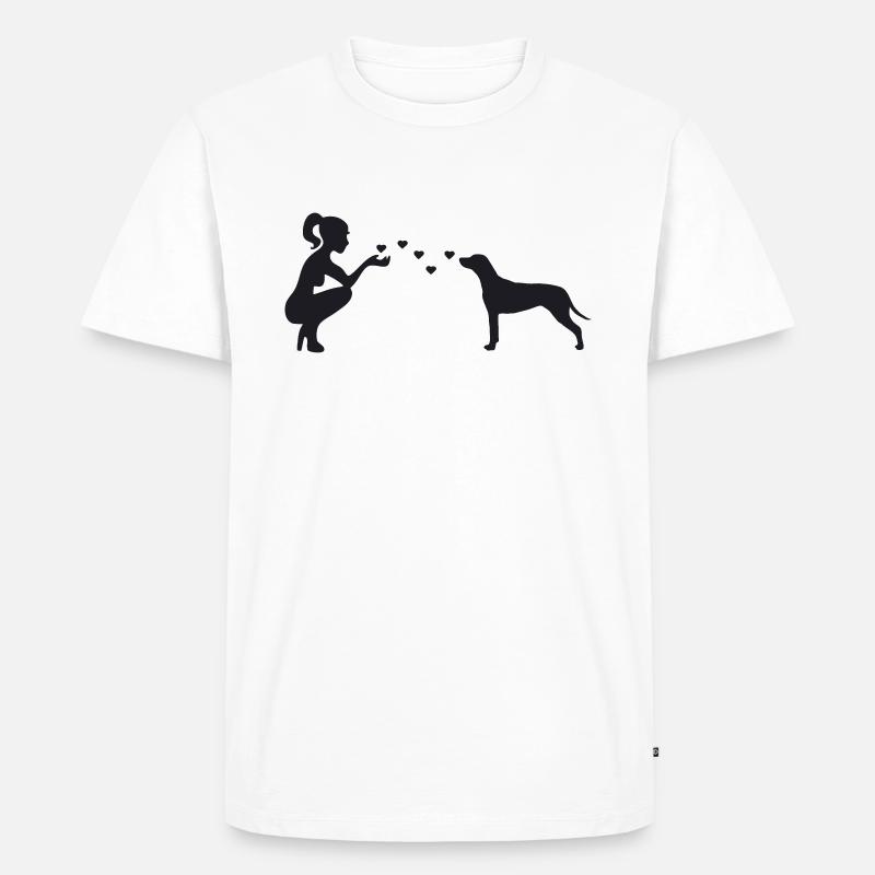 Rhodesian Ridgeback mit Frau - Männer Premium Bio T-Shirt - Weiß