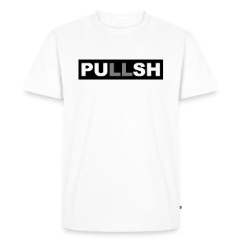 Pullsh - Push and Pull - Clever Design - Men's Premium Organic T-Shirt - white - Front - Nico (187cm)