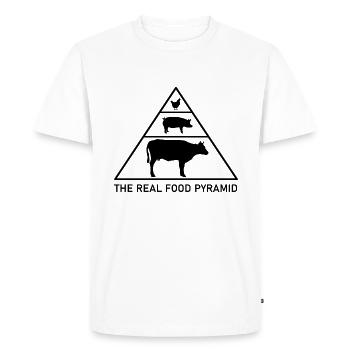 The Real Food Pyramid - Beef, Pork, Chicken - Men's Premium Organic T-Shirt - white - Front - Nico (187cm)