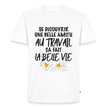 Collègue Amitié Femme Idée Cadeau - T-shirt Premium bio Homme - blanc - Devant - Nico (187cm)