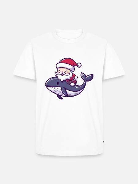 Wal Weihnachtsmann Cartoon - Männer Premium Bio T-Shirt - Weiß