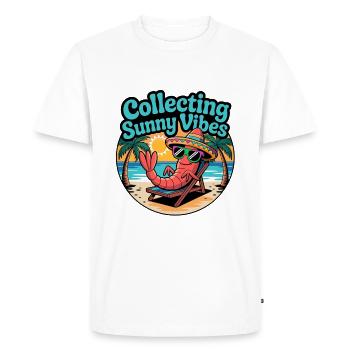 Ambiance estivale ensoleillée Drôle de crabe sur la plage - T-shirt Premium bio Homme - blanc - Devant - Nico (187cm)