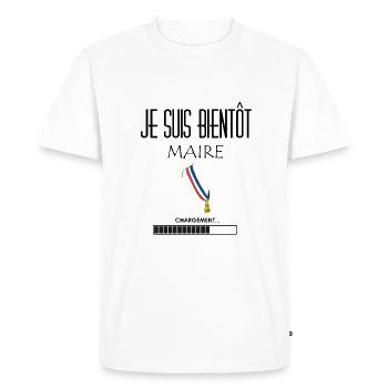 Je suis bientôt maire - T-shirt Premium bio Homme - blanc - Devant - Nico (187cm)