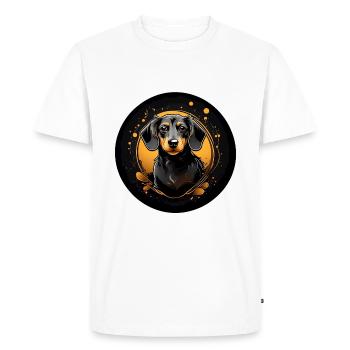 Portrait de teckel sur la roue chromatique - T-shirt Premium bio Homme - blanc - Devant - Nico (187cm)