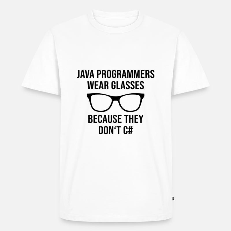 Programmeur Java Developer Glasses - T-shirt Premium bio Homme - blanc