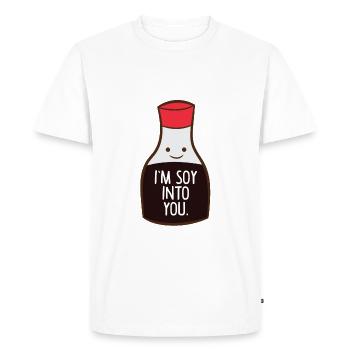 Je suis Soy Into You Drôle d’Asie Sauce soja - T-shirt Premium bio Homme - blanc - Devant - Nico (187cm)