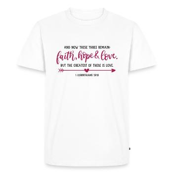 foi, espérance et amour - T-shirt Premium bio Homme - blanc - Devant - Nico (187cm)