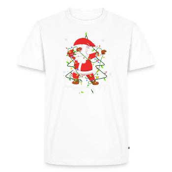 Tamponner le Père Noël et les lumières de Noël et la neige - T-shirt Premium bio Homme - blanc - Devant - Nico (187cm)