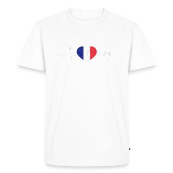 Drapeau France Cœur Français Voyage - T-shirt Premium bio Homme - blanc - Devant - Nico (187cm)