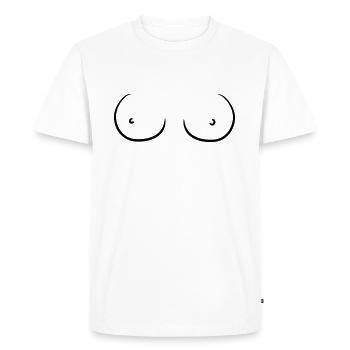 Boobs T-Shirt Gift Idea Christmas Funny Fun - Men's Premium Organic T-Shirt - white - Front - Nico (187cm)