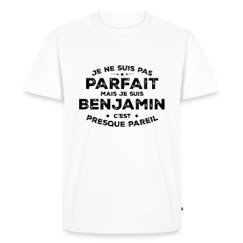 Benjamin A first name, an attitude Humour Benjamin - Men's Premium Organic T-Shirt - white - Front - Nico (187cm)