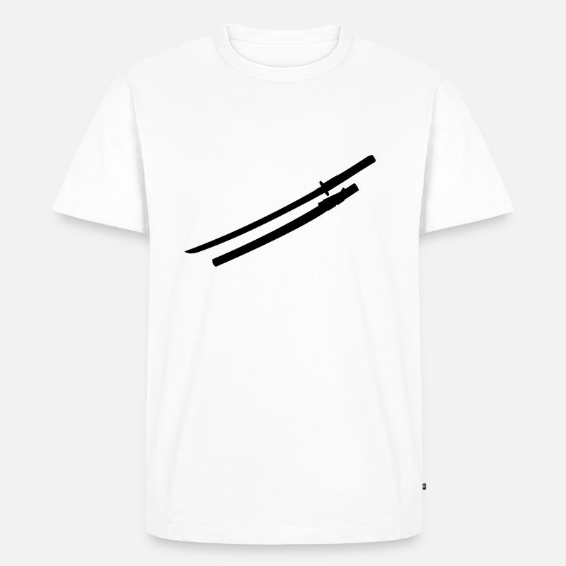 Samurai Schwert - Männer Premium Bio T-Shirt - Weiß