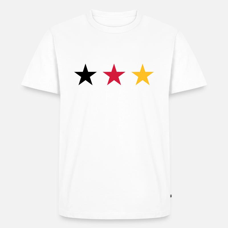 Drei Sterne Deutschlandfahne - Männer Premium Bio T-Shirt - Weiß