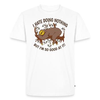 Sloth Sarcasm Irony Saying Fun Gift Idea - Men's Premium Organic T-Shirt - white - Front - Nico (187cm)