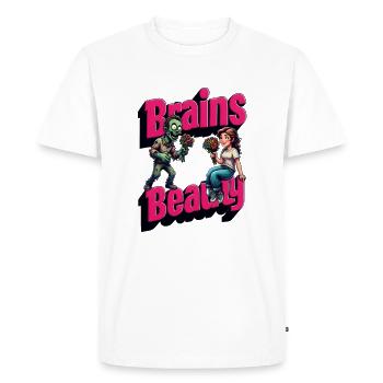 BrainsBeauty Zombie Human valentine Halloween gift - Men's Premium Organic T-Shirt - white - Front - Nico (187cm)