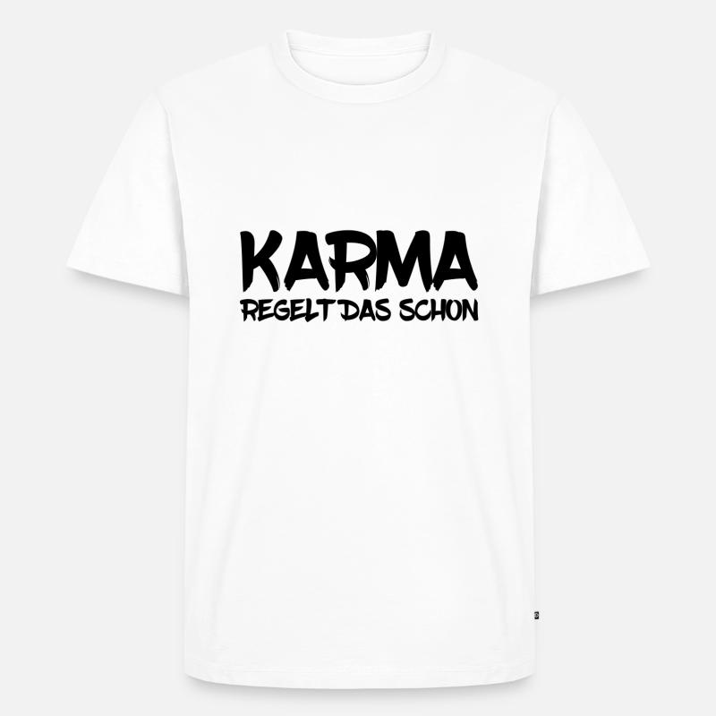 Karma regelt das schon - Männer Premium Bio T-Shirt - Weiß