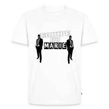 équipe marié avec moustache - T-shirt Premium bio Homme - blanc - Devant - Nico (187cm)