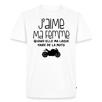 J'aime quand ma femme me laisse faire de la moto - T-shirt Premium bio Homme - blanc - Devant - Nico (187cm)
