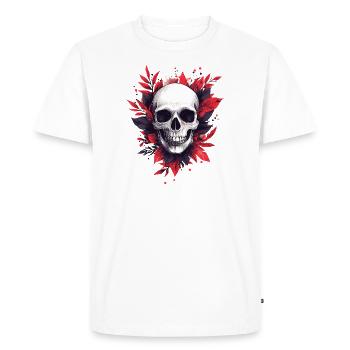 Decorative Skull, Skull, Flowers, Party - Men's Premium Organic T-Shirt - white - Front - Nico (187cm)