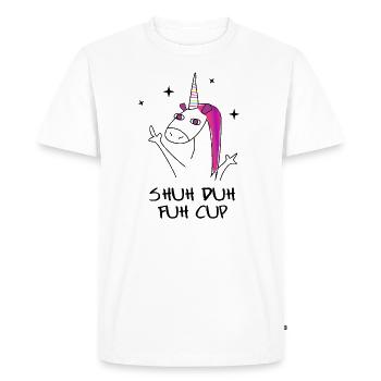 Unicorn Shut Fuck Up Funny Provocative Gift - Men's Premium Organic T-Shirt - white - Front - Nico (187cm)