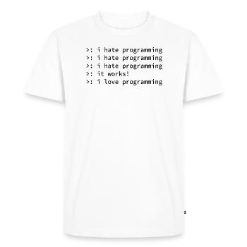 Programmeur déteste cadeau geek geek geek drôle - T-shirt Premium bio Homme - blanc - Devant - Nico (187cm)