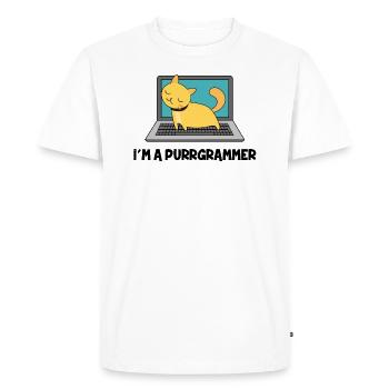 Cat Programmer Fur Computer Nerd Gift - Men's Premium Organic T-Shirt - white - Front - Nico (187cm)