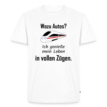 To the fullest enjoy train train ICE - Men's Premium Organic T-Shirt - white - Front - Nico (187cm)