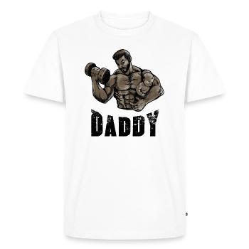 Papa Sports Fitness Muscle Workout Entraînement sportif - T-shirt Premium bio Homme - blanc - Devant - Nico (187cm)