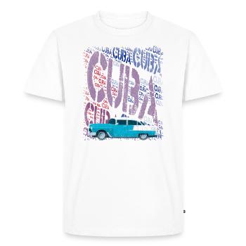 T-shirt de voitures anciennes Cuba La Havane - T-shirt Premium bio Homme - blanc - Devant - Nico (187cm)