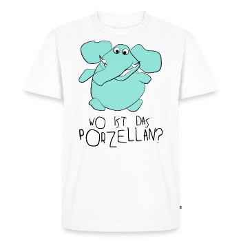 Éléphant où est la porcelaine - T-shirt Premium bio Homme - blanc - Devant - Nico (187cm)