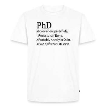 Professeur Docteur PhD philosophie Titre Cadeau - T-shirt Premium bio Homme - blanc - Devant - Nico (187cm)