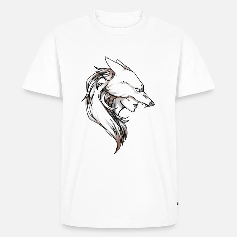 wolf - Männer Premium Bio T-Shirt - Weiß