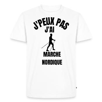 JE PEUX PAS J'AI MARCHE NORDIQUE - T-shirt Premium bio Homme - blanc - Devant - Nico (187cm)