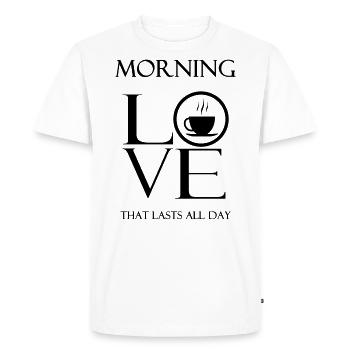 Tea, coffee, MORNING LOVE Black - Men's Premium Organic T-Shirt - white - Front - Nico (187cm)