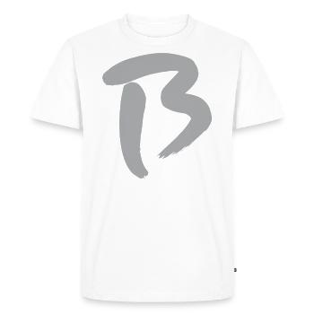 B - Lettre initiale - T-shirt Premium bio Homme - blanc - Devant - Nico (187cm)