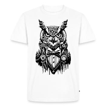 Oiseau de nuit | Hibou de technologie | Nerd hibou grand-duc - T-shirt Premium bio Homme - blanc - Devant - Nico (187cm)