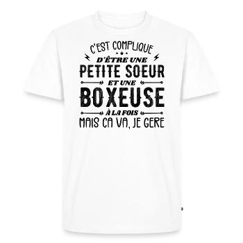 Petite Soeur et Une Boxeuse - T-shirt Premium bio Homme - blanc - Devant - Nico (187cm)