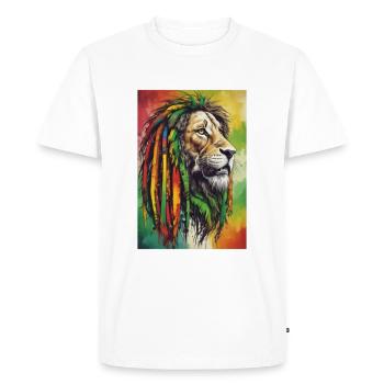 Lion Rastafari - T-shirt Premium bio Homme - blanc - Devant - Nico (187cm)