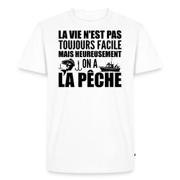 La vie n'est pas toujours facile, pêche - T-shirt Premium bio Homme - blanc - Devant - Nico (187cm)