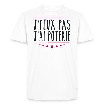 J'peux pas j'ai poterie | Potier - T-shirt Premium bio Homme - blanc - Devant - Nico (187cm)