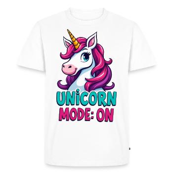 Unicorn Mode: ON – Fun and Magical Design - Men's Premium Organic T-Shirt - white - Front - Nico (187cm)