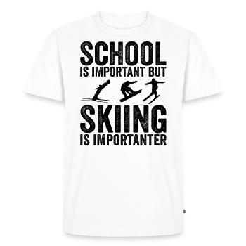 School is important but skiing is importanter - Men's Premium Organic T-Shirt - white - Front - Nico (187cm)