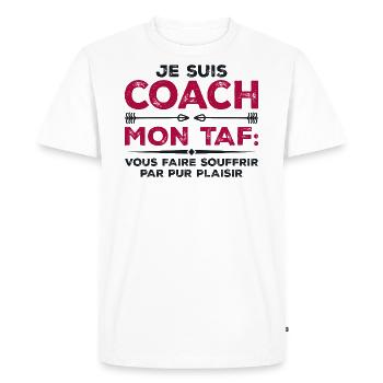 Je suis coach, Humour cadeau sportif coach - T-shirt Premium bio Homme - blanc - Devant - Nico (187cm)