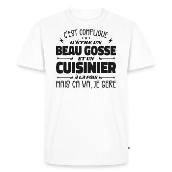 Beau gosse homme cuisinier - T-shirt Premium bio Homme - blanc - Devant - Nico (187cm)